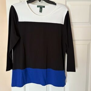 Lauren Ralph Lauren Black and White 3/4 Sleeve Blouse